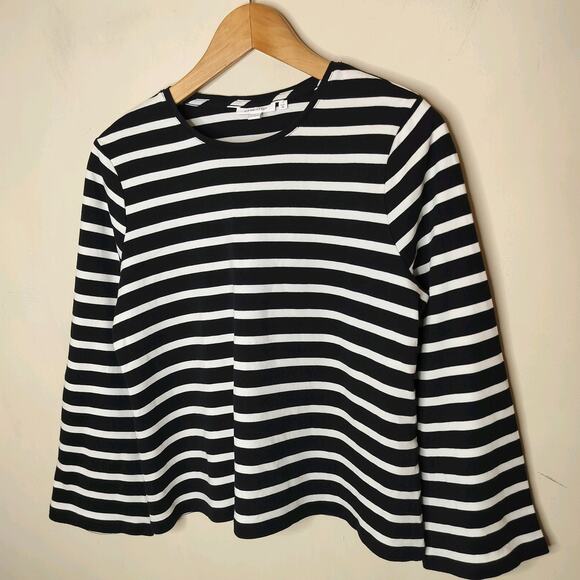Chico's Striped Long Flare Sleeve Top - Picture 3 of 7